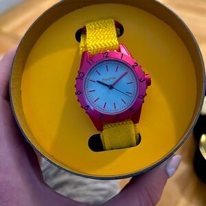 Parchie Party-Time Parchie kids’ watch in yellow and hot pink